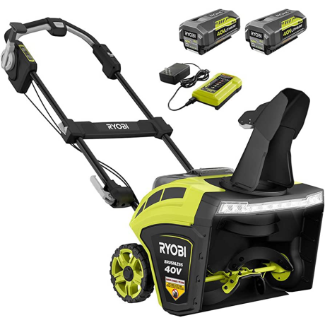 Ryobi 20 In. 40-volt Brushless Cordless Electric Snow Blower With 4 Ah Battery