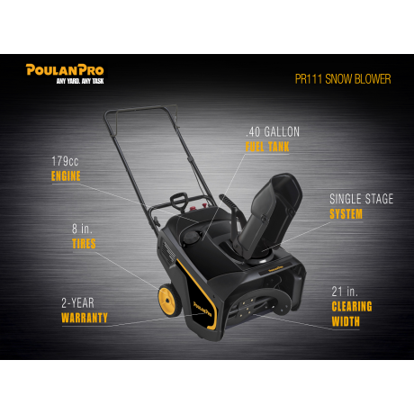 Poulan Pro 21 179cc Single-Stage Snow Blower